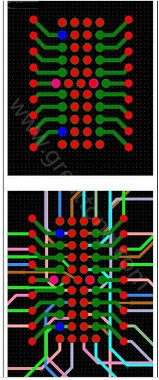 焊盤內(nèi)過孔用于內(nèi)部，而外部引腳在0.5mm柵格上扇出-深圳宏力捷