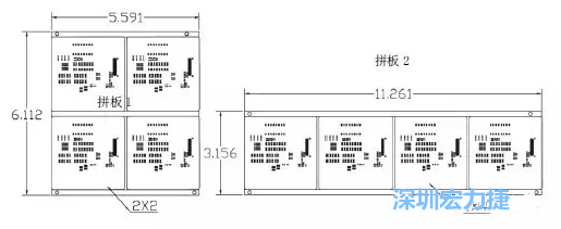 如圖9所示在兩種拼板中PCB單元的排列方式不同。拼板方式是V-CUT。這兩種拼板尺寸有明顯的的差異，將導致各自所需的生產(chǎn)拼板尺寸改變-深圳宏力捷