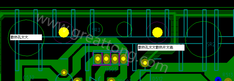 PCB設(shè)計(jì)中，散熱孔散熱片設(shè)計(jì)不當(dāng)，造成很多電源板斷裂